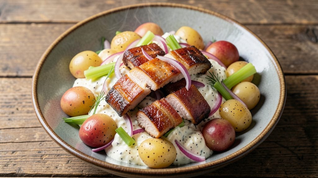 Baker's Ribs Potato Salad Recipe: Smoky Vinegar-Kissed Bites with Fluffy Pink Hearts
