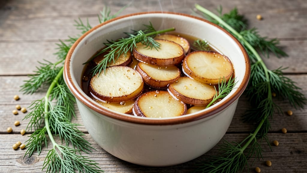 Old Fashioned Pickled Potatoes Recipe: Vinegar-Bright Crunch With Fluffy Pink Hearts